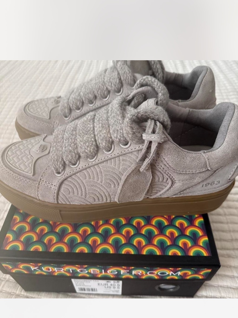 Kurt Geiger Light Gray Suede Women's Sneakers